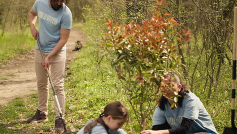 Team-of-environment-activists-digging-holes-and-planting-seeds-to-grow-trees