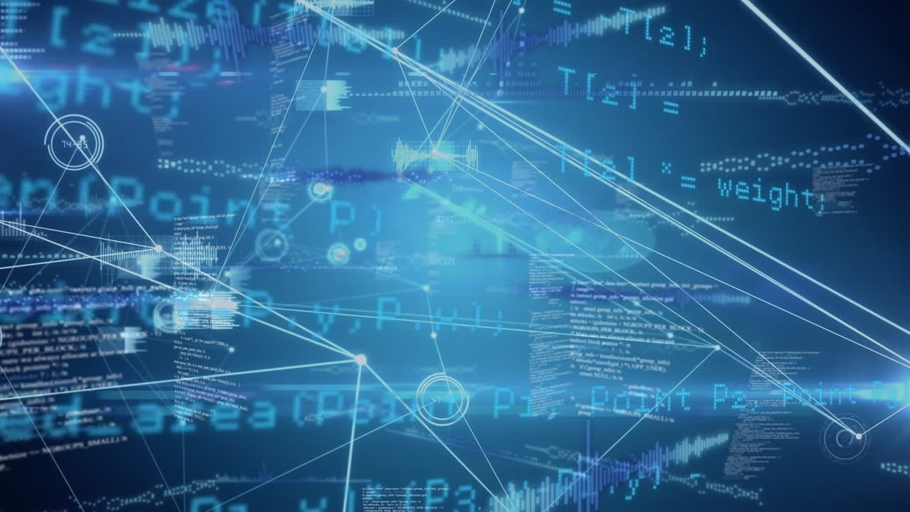 animación de la red de conexiones sobre el procesamiento de datos sobre fondo negro