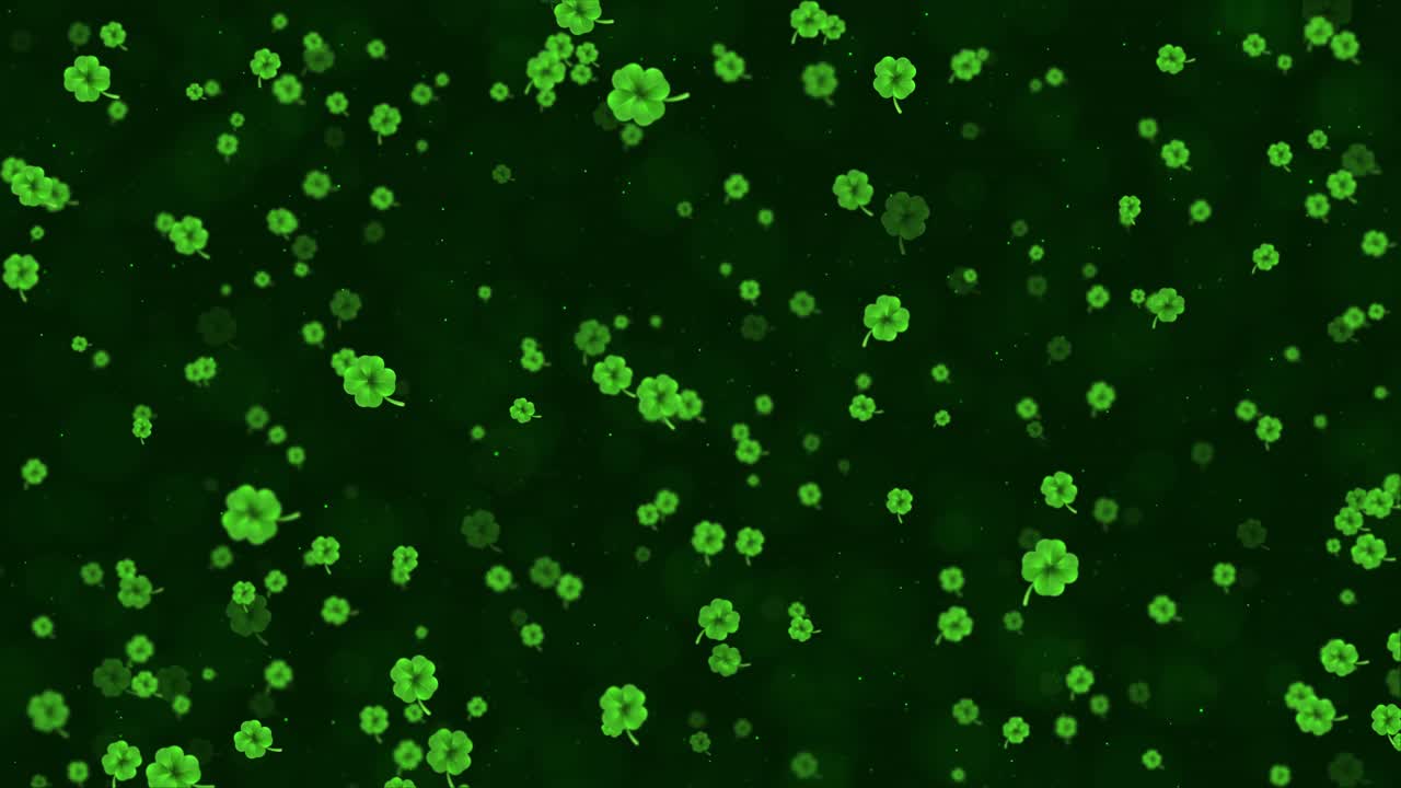 3d abstract saint patricks day shamrock background falling leaves made of hearts over green