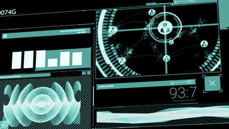 animation of digital computer interface screens scanning