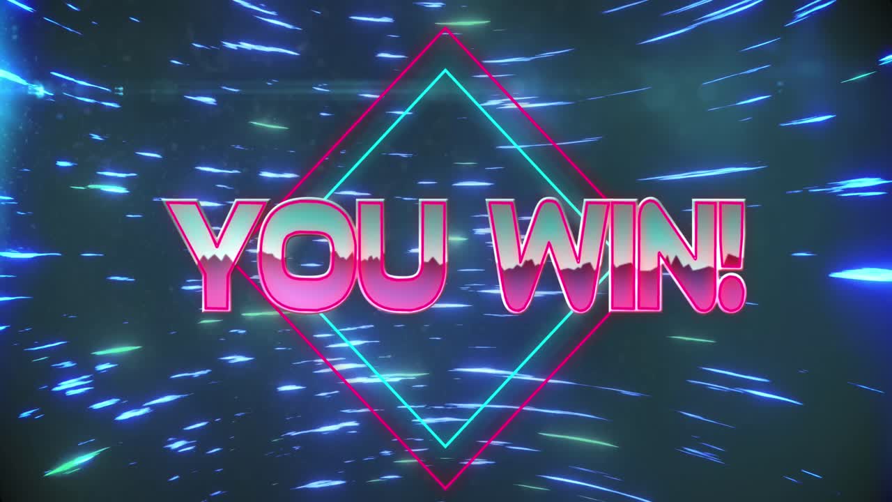 움직이는 파란색 빛 트레일을 통해 텍스트를 이기는 애니메이션