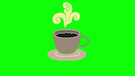 coffee hand drawn green screen. floating loop animation