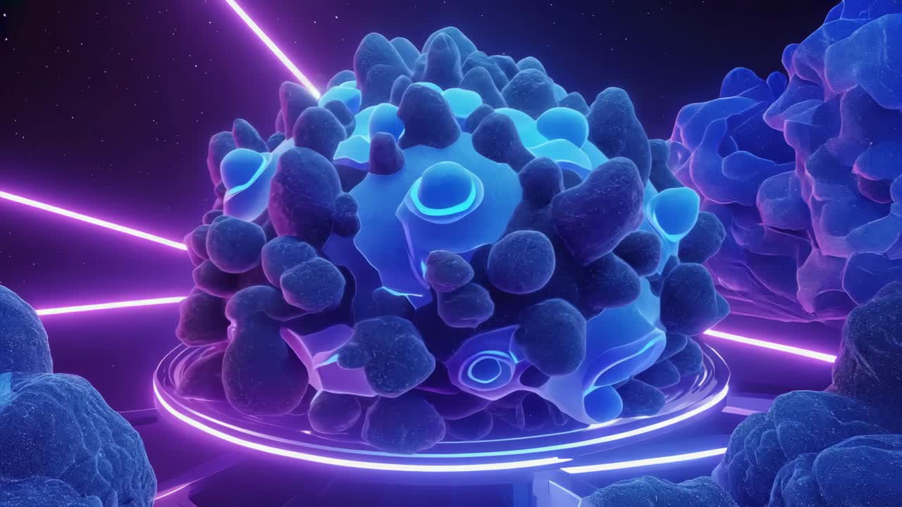 Abstract 3D Rendering of a Glowing Cell