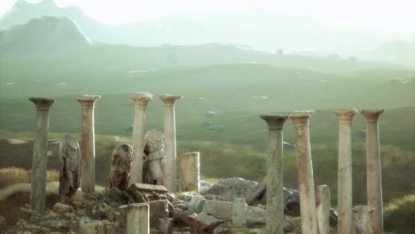 old roman temple ruins at sunset