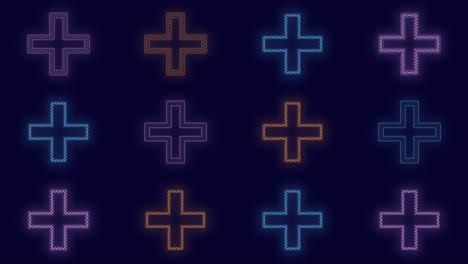 Crosses-shape-pattern-with-pulsing-neon-colorful-light