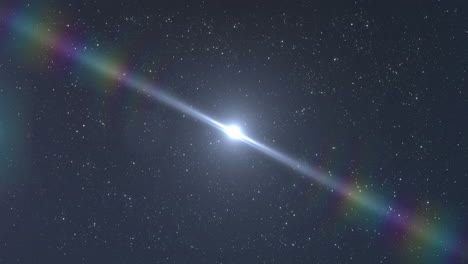 animación de luces brillantes sobre el cielo nocturno con estrellas