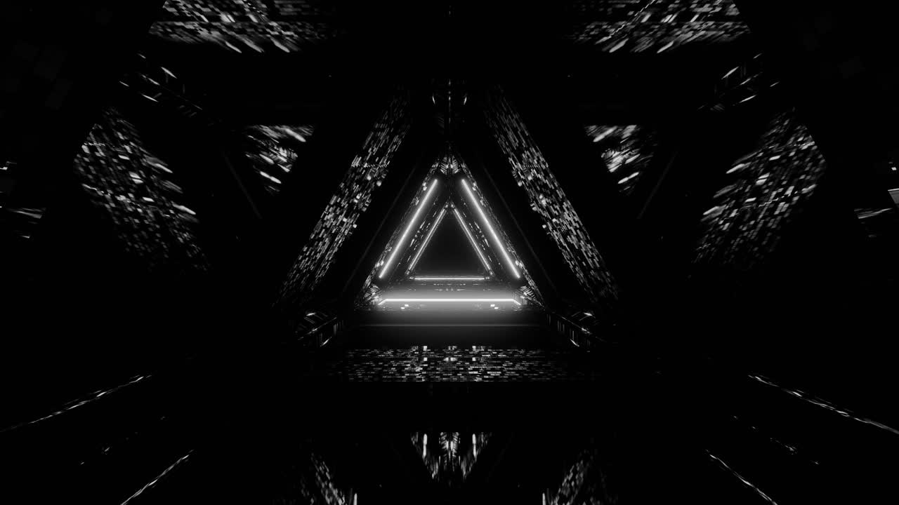 Black and white abstract geometric shape tunnel background