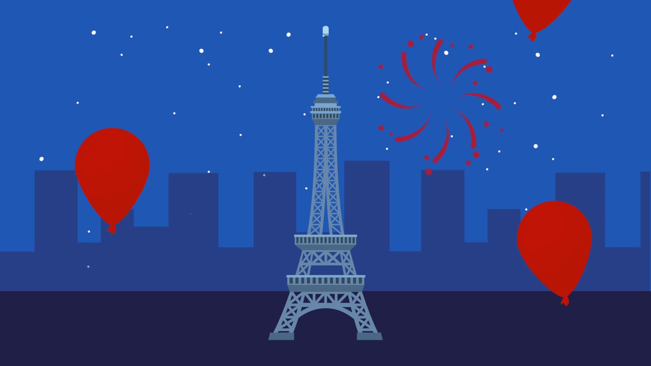 francia celebrazione con la torre eiffel e palloncini di elio