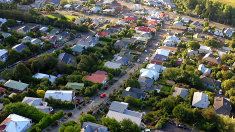 aerial view of a residential neighborhood with houses and green trees
