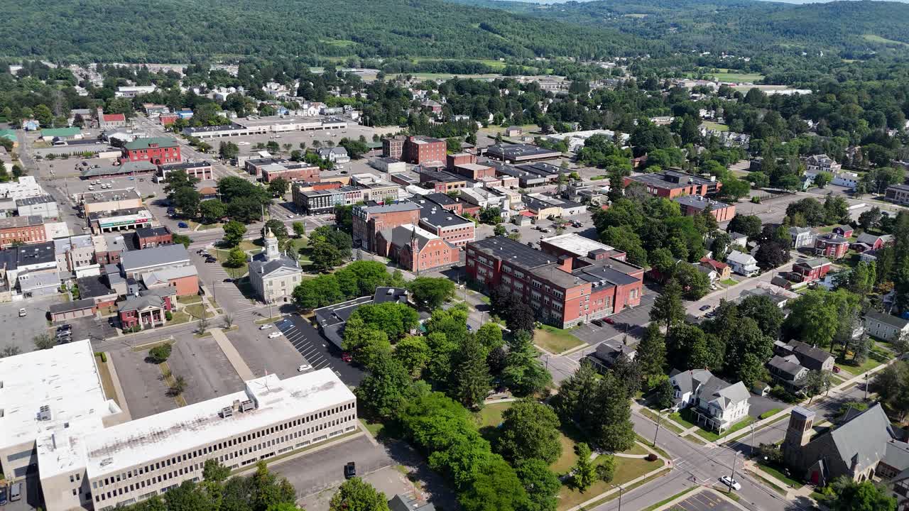 Norwich New York downtown aerial drone