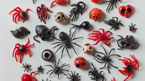 collection of colorful halloween insects and decorations with skulls