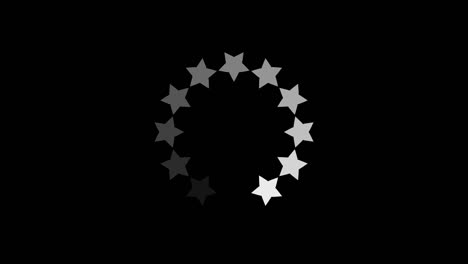 loading circle. twelve animated stars fading in and out in sequence creating a rotating effect.