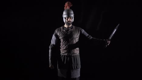 Ancient-Roman-knight.-Black-background.