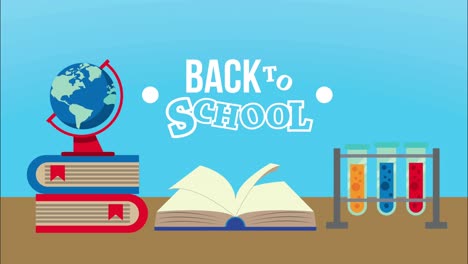 back to school lettering and supplies animation