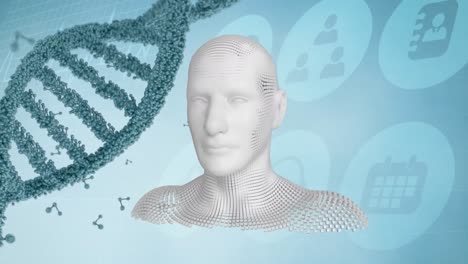 moving human bust with dna strand