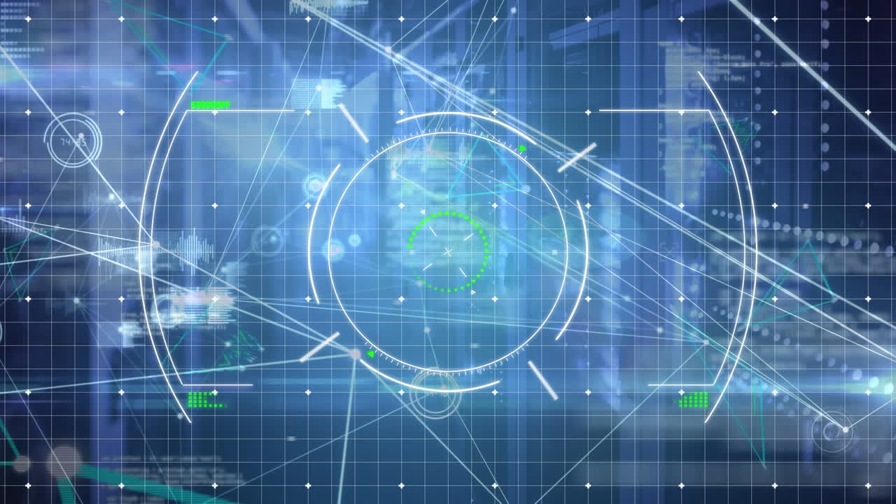 Animation of diverse data moving over blue background