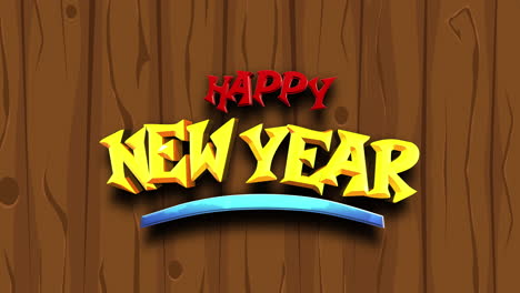 Happy-New-Year-text-on-wood-texture-with-line