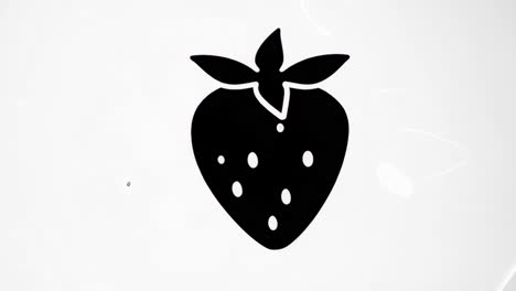 minimalist black and white strawberry icons