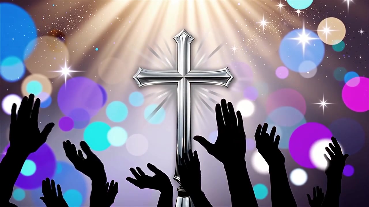 Cruz Cristiana con Luz Celestial, Fondo para Adoración.