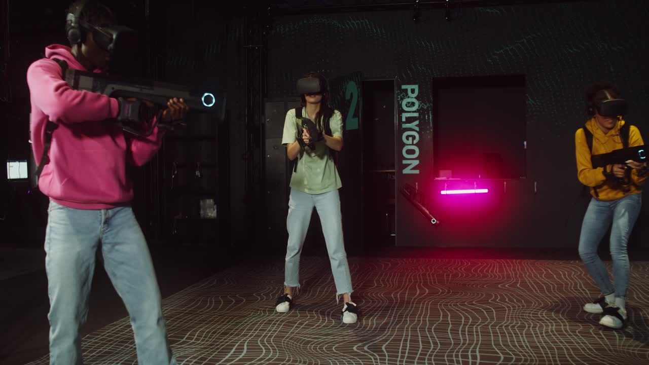 People playing a VR game