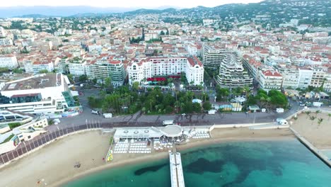 aerial view of cannes at sunset