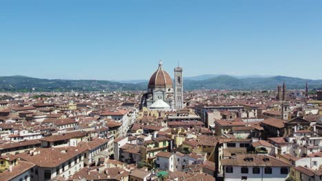 florence cathedral in italy, beautiful drone view of historic building in city centre