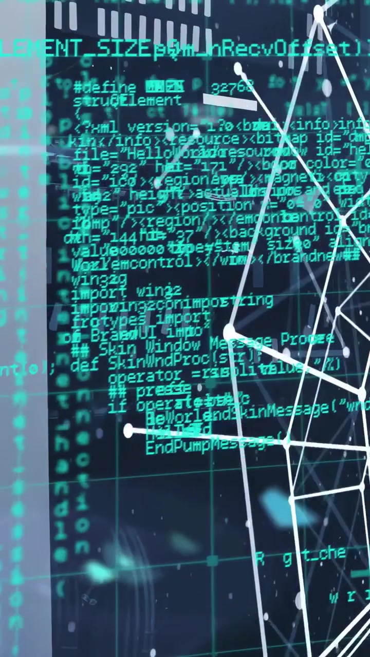 Vertical video: System scanning, overlaying rack in IT, linking nodes, showing code for status