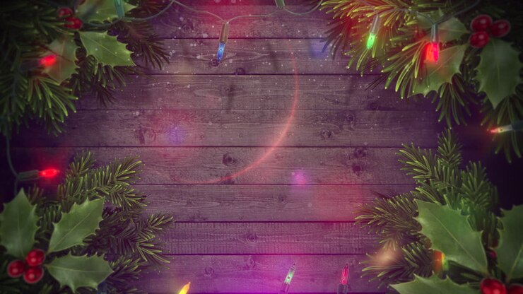 animasi close-up karangan bunga berwarna-warni dan cabang pohon hijau natal 1