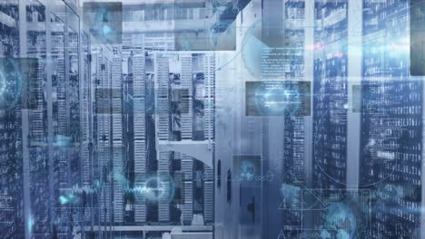 animación del procesamiento de datos informáticos a través de servidores informáticos
