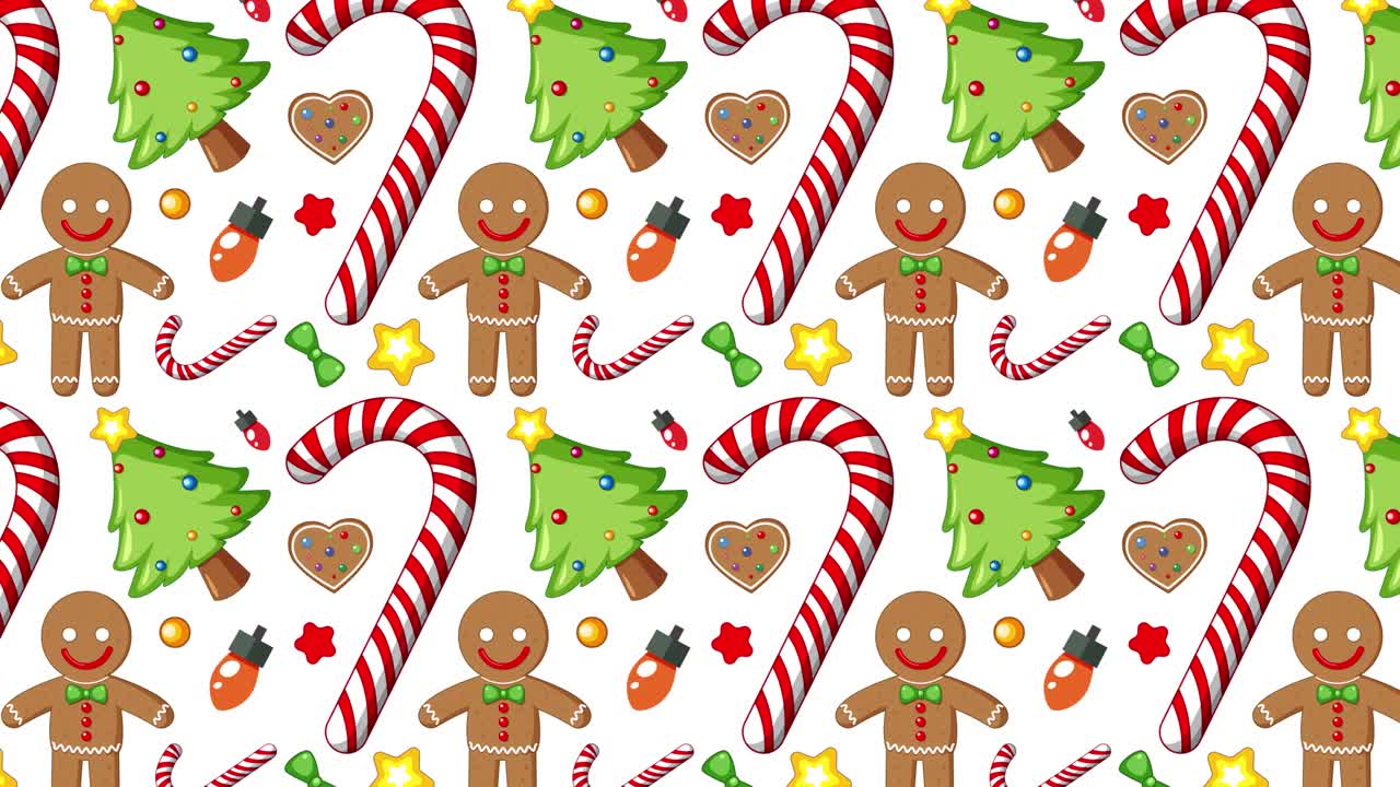 Colorful Christmas icons in seamless animation
