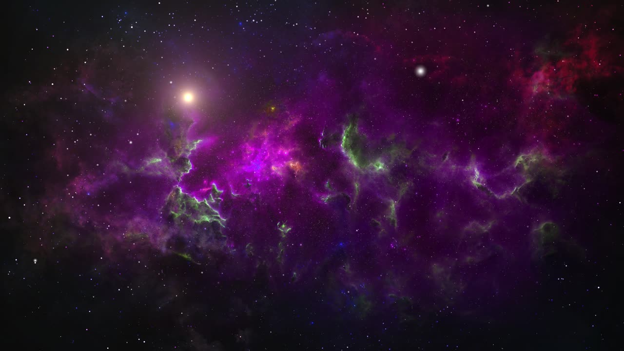 Loop continuo, nebulosa colorata su sfondo spaziale 4K