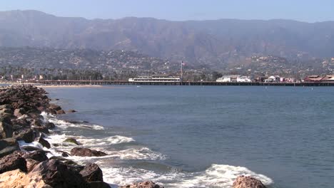 Waves-break-along-the-southern-california-coast-at-Santa-Barbara