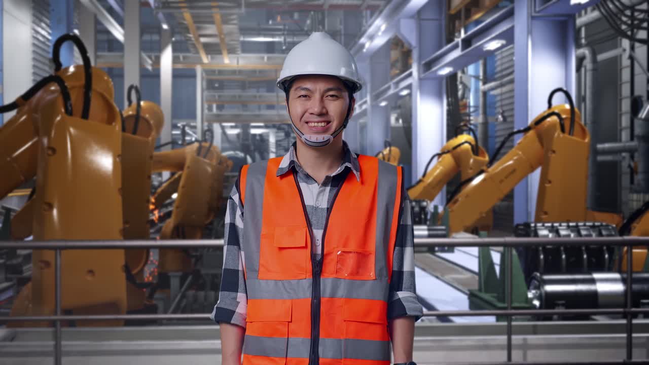 Factory Worker with Robots