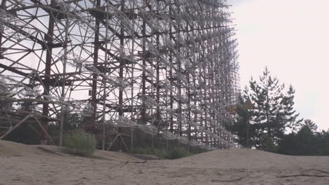 shot of the abandoned radioactive military radar near pripyat in the exclusion zone, near chernobyl powerplant, ukraine