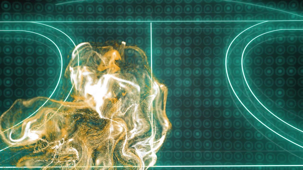 Abstract glowing lines and shapes animation over digital grid background