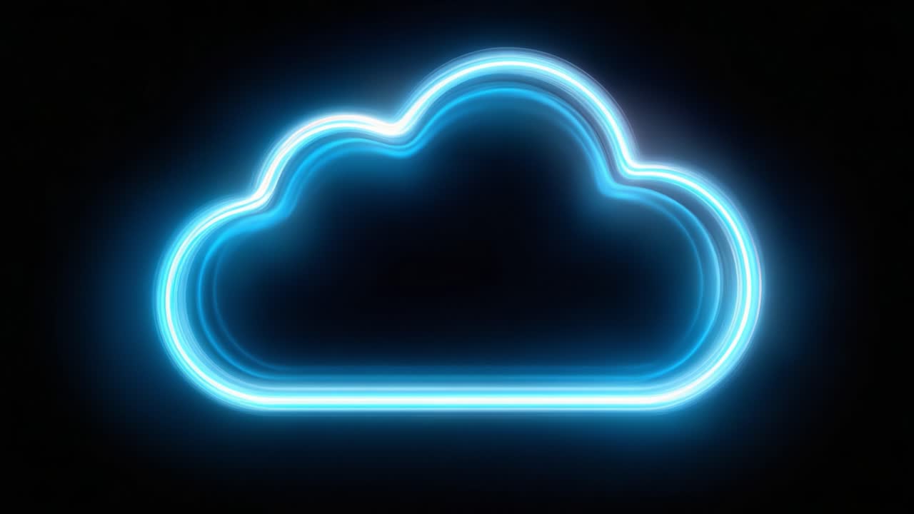 Illuminated Cloud Design with Neon Blue Effects Captured in Two Frames Highlighting Visual Aesthetics and Modern Graphic Elements