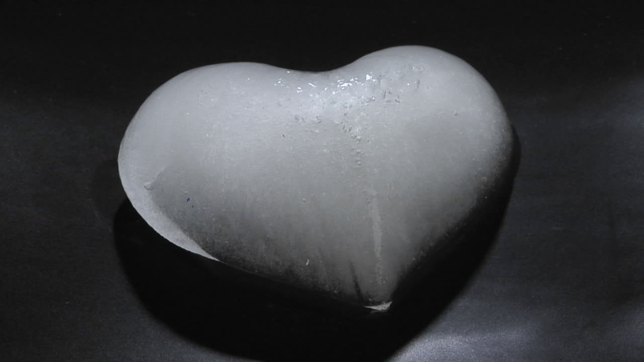 얼음 심장이 어두운 표면에서 녹는다