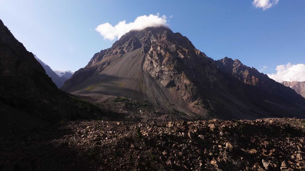 Majestic Mountain Peak with Rockfall