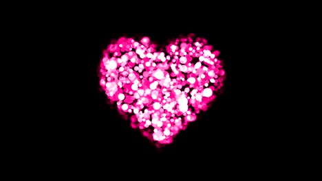 animación 4k en bucle día de san valentín saludando luz bokeh símbolo de corazón brillante en el fondo negro