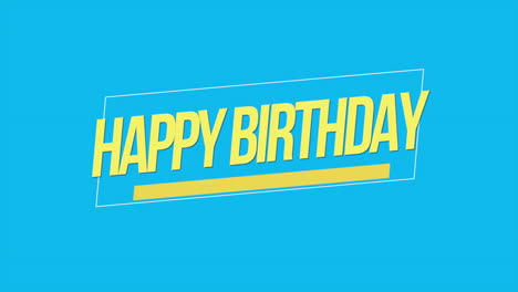 feliz cumpleaños en letras amarillas sobre fondo azul