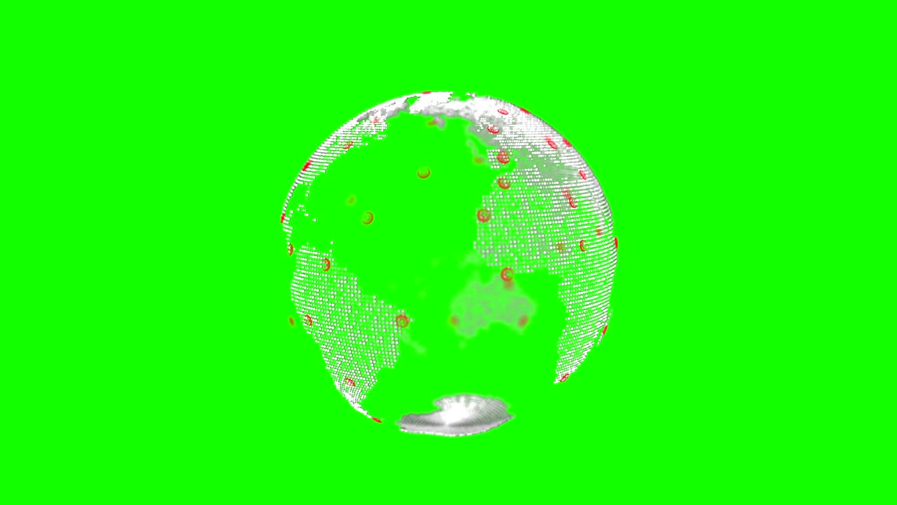 Computer generated global spots concept on green screen