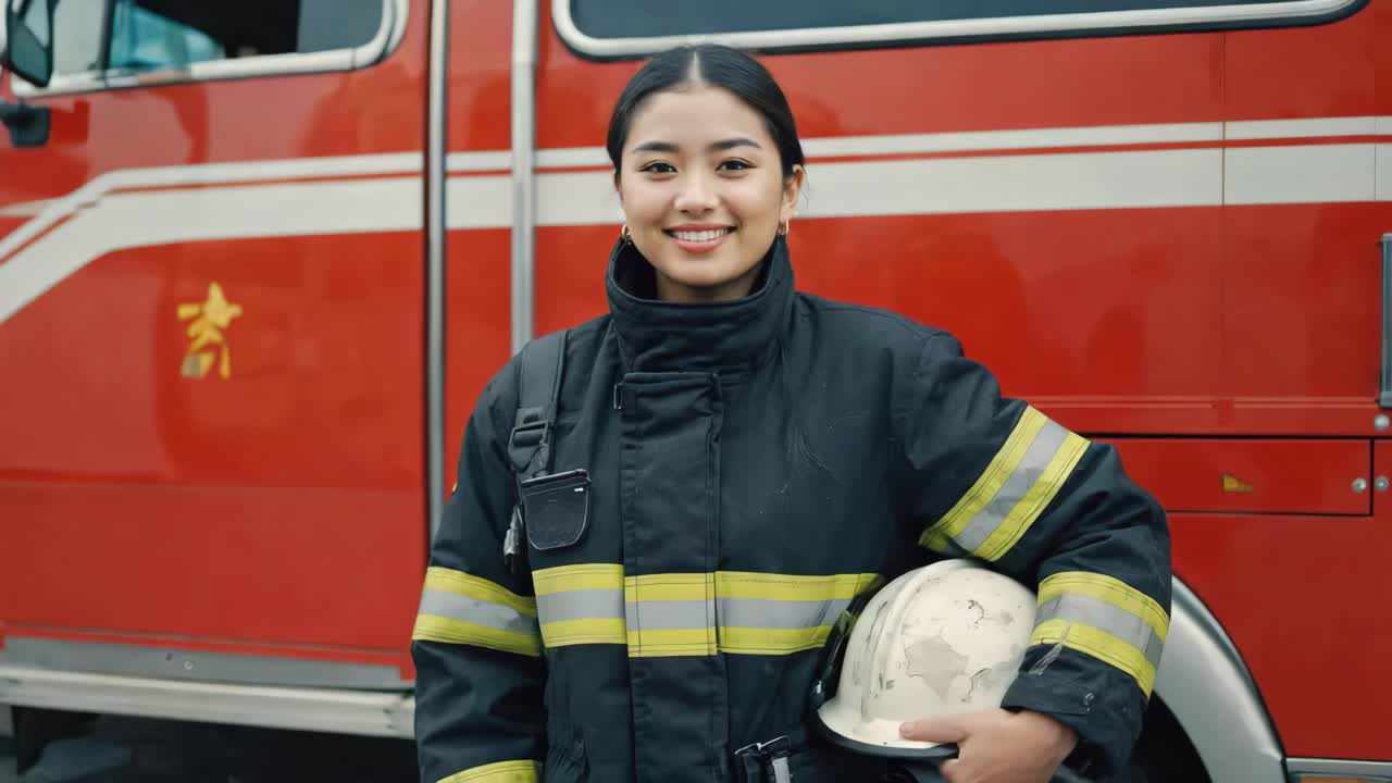 Smiling Asian Firefighter