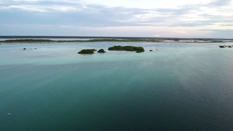 aerial view of a calm tropical lagoon
