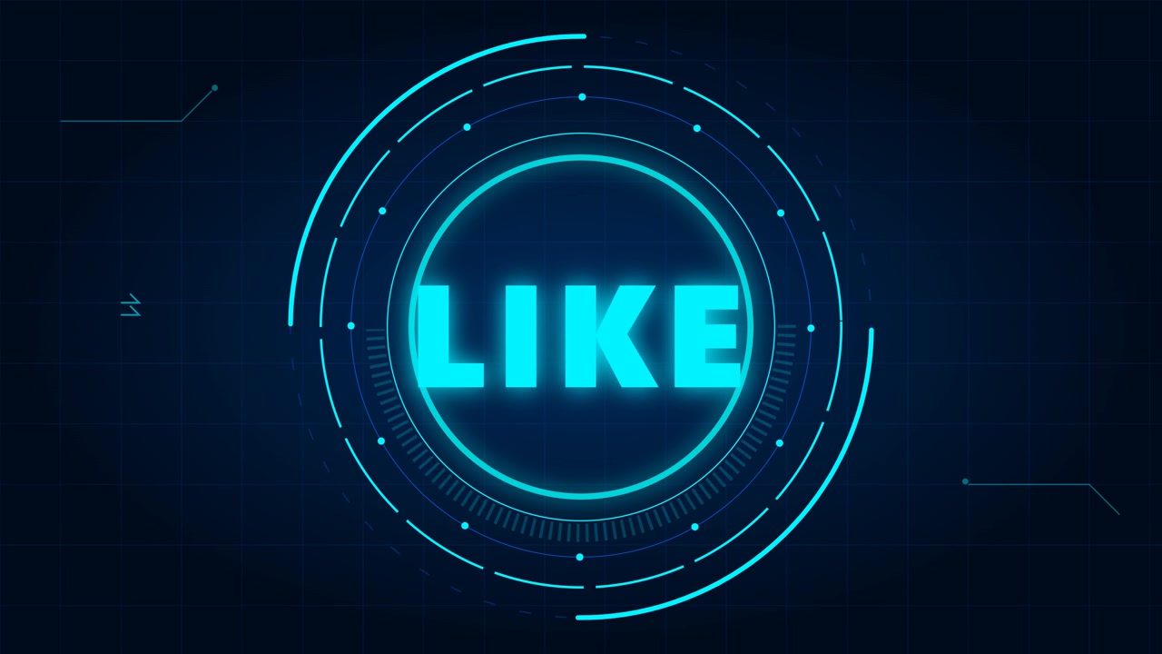 Digital Like Button Interface with Glowing HUD Elements