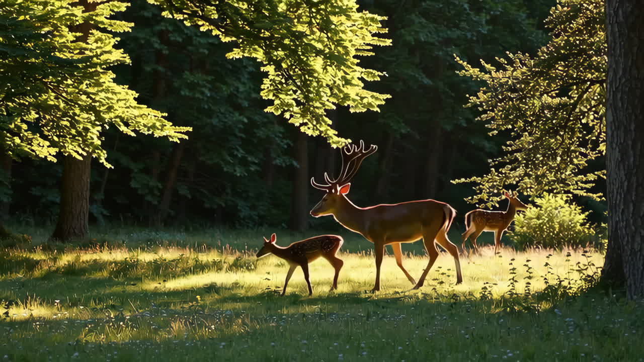Deer in a Forest Meadow at Sunrise/Sunset