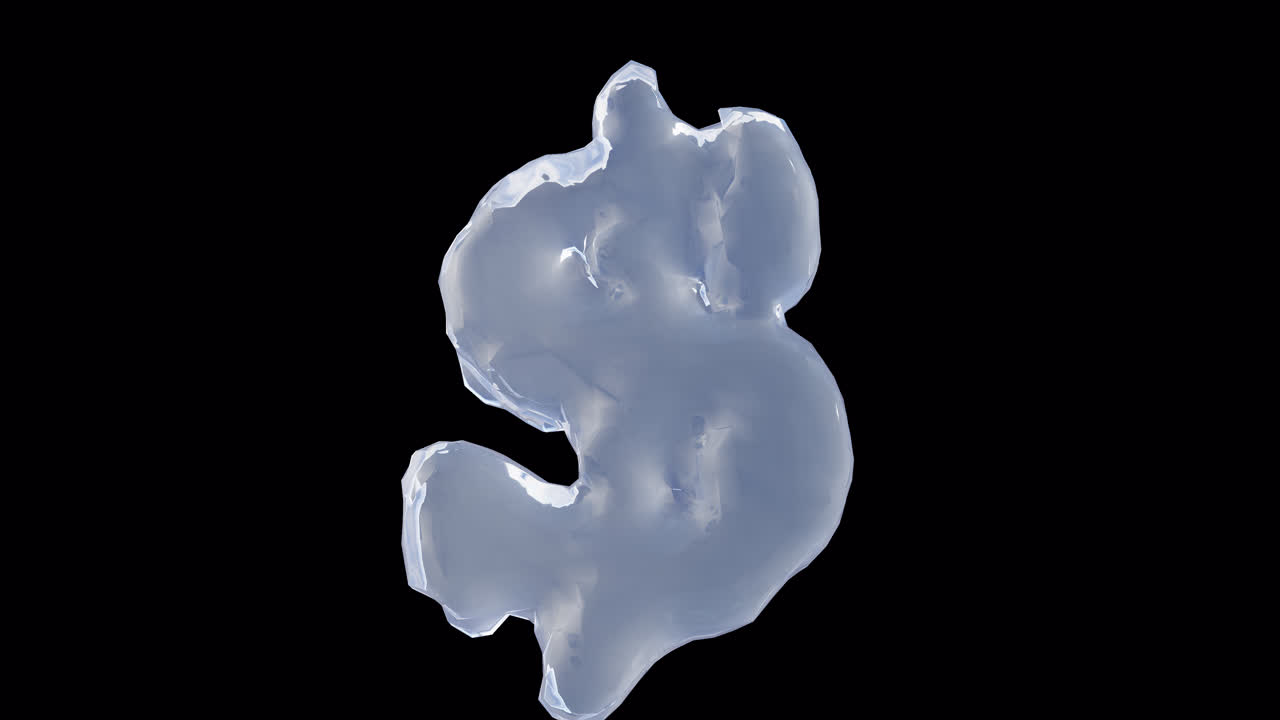 Liquid Dollar Sign on Transparent Background