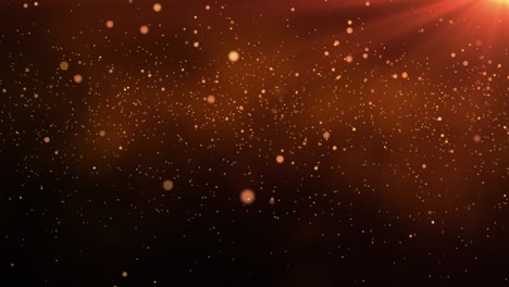 abstract festive golden particles seamless loop. dust floating with flare