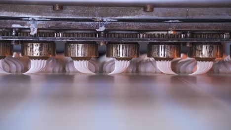 making marshmallows. souffle with a pastry nozzle. automatic machine for the production of sweet products in a food factory