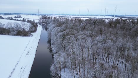 winter snow river wood forest cloudy sky germany
