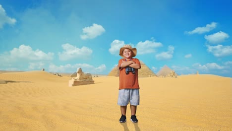 young explorer in the egyptian desert